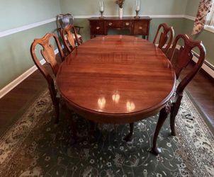 Statton Trutype Americana Classic Wood Dining Table Set with 6 Chairs and Buffet