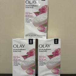 3pack Olay Rose Water fresh & Smooth Cleansing Soap 6 Bars 3.17 oz each
