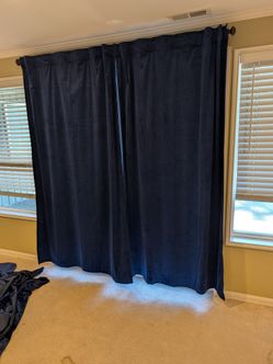 Navy Blue Velvet Blackout Curtains