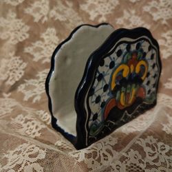 Beautiful Handmade Talavera Napkin Holder 5 X 4 Inches 