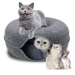 Cat Tunnel Bed, Cat Tunnel, Jia Xi Indoor Cat Hideout, Indoor Cat Tunnel For Cats, Large Indoor Cat Condo And Cat Cave (20 In * 20 In * 8 In) Dark Gre