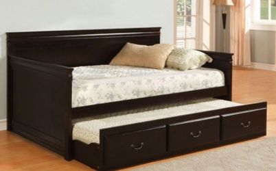 Brand New Espresso Twin Daybed w Trundle Bed