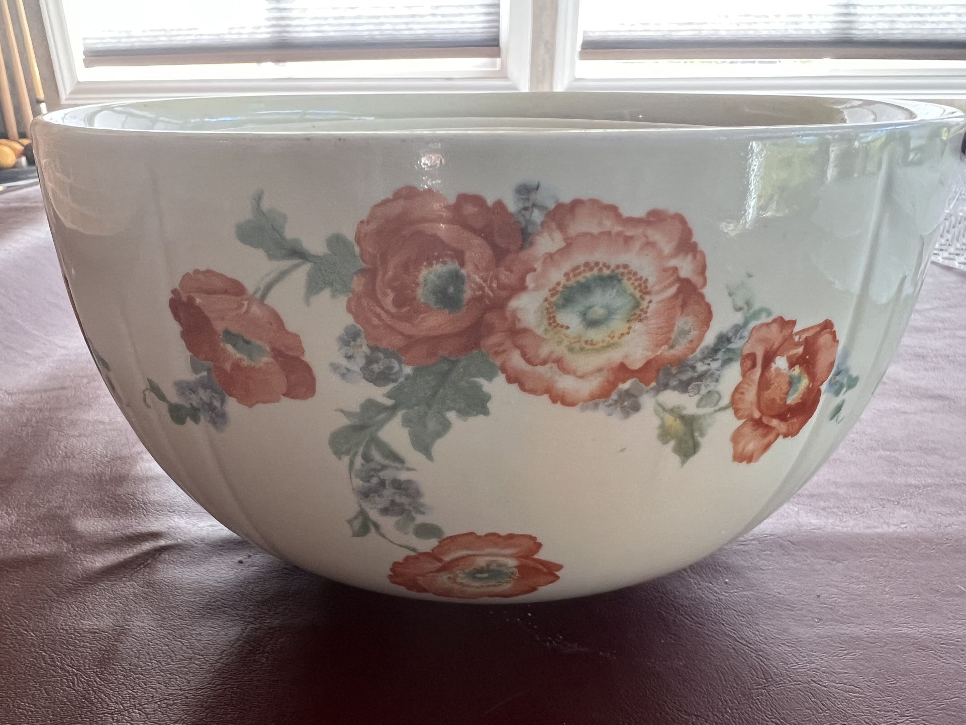 Vintage Hall china orange poppy 3 pc mixing bowls with uranium glaze 