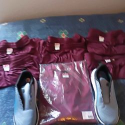 1  AUSUM ATHLETIC STARTER  N.F.L.  SHIRT & FIVE 3X ATHLETIC SHORTS NO POCKETS & SIZE 11 SNEAKERS ALL NEW !