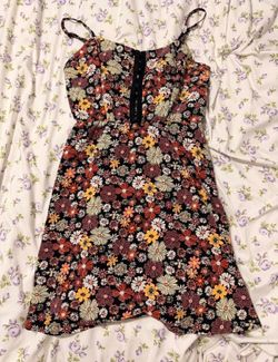 Lily Rose Black Mini Sundress with Warm Floral Print