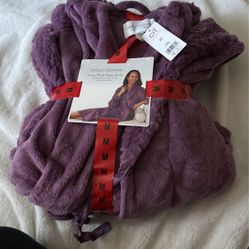 Purple, Long, Plush Wrap Robe 