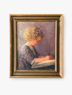 Antique California “Study of a Child” Oil Painting by Wanda Neumann, c.1920’s - Delivery Available
