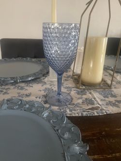 12Pcs Blue Plastic Wine Glasses 13.5ozReusable Acrylic Wedding