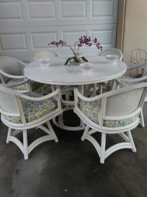 6 Vintage Fick Reed White Swirl Chairs And Table Patio For 6 Vintage Fick Reed White Swirl Chairs And Table Patio For In Jacksonville Fl Offerup