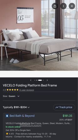 VECELO Folding Platform Bed Frame Queen Size. No-assembly, folding. NEW.