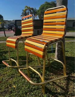 Pair Of Vintage Patio Bar Stools