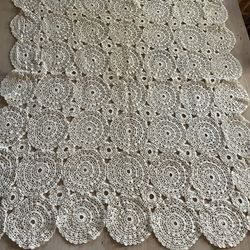Vintage Handmade Crochet Tablecloth/Throw