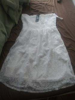 Strapless white summer dress