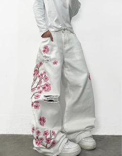 Cherry blossom designer pants
