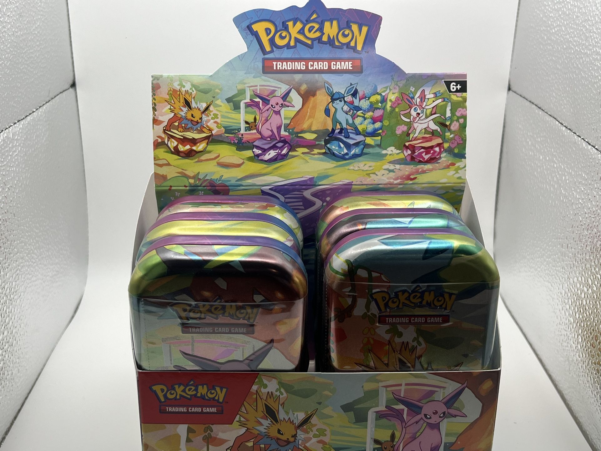 Pokemon Prismatic Evolutions Mini Tin Display Box Full Set of 8 Sealed Tins