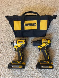 🟡 DeWALT Brushless 2-Tool combo kit Atomic compact series DCK278C2 + DeWalt drill bit Kit + Milwaukee