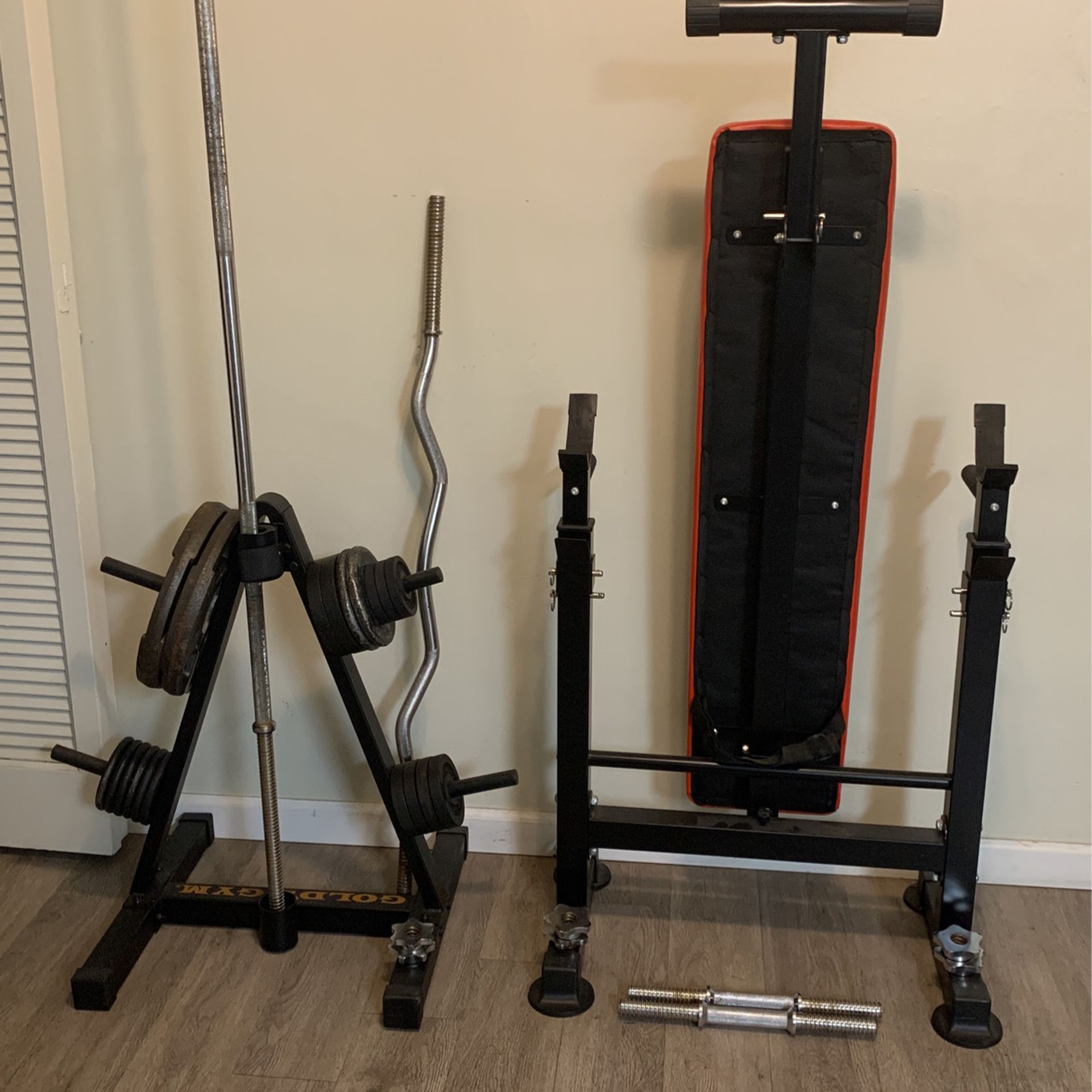 Weights, Bench, Rack, Bars And Dumbbells 