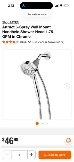 6-Spray Wall Mount Handheld Shower Head in Chrome