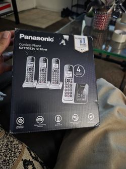 Panasonic KX-TG3824S 4-Handset Cordless Phone System - Silver