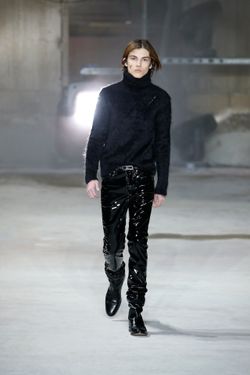 Saint Laurent Paris Black Vinyl Slim Pants