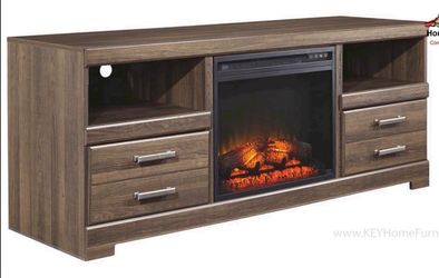 Media console with remote Fireplace