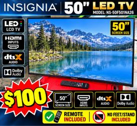 signia 50” 4K Ultra HD Smart Fire TV – Remote Included, no feet
