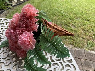 Silk Flowers And Basket