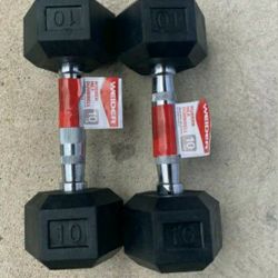 2 10 LB HEX DUMBELLS