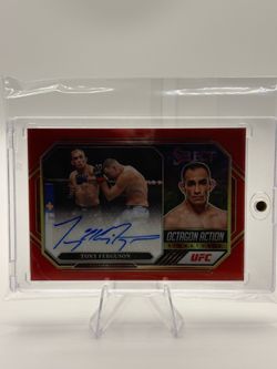 2023 Tony Ferguson UFC Panini Select Red Prizm #'d / 99 Autograph