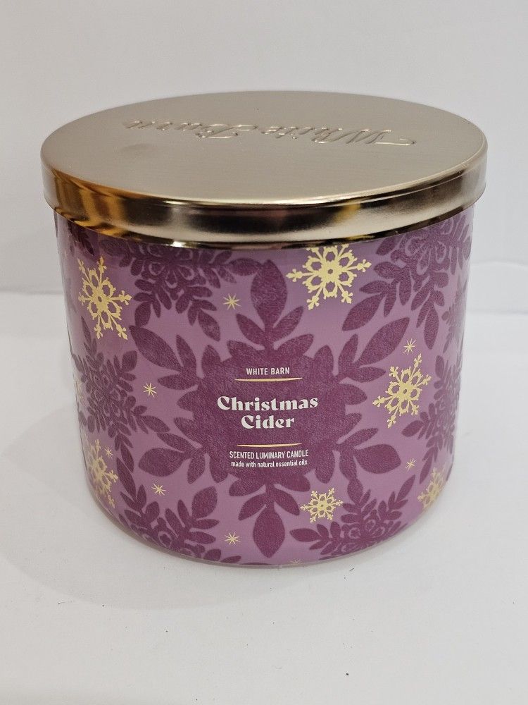 New Bath & Body Works 3wick candle CHRISTMAS CIDER mulled cinnamon crushed clove creamy nutmeg cider