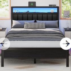 Furnulem Full Size Bed Frame with Charging...