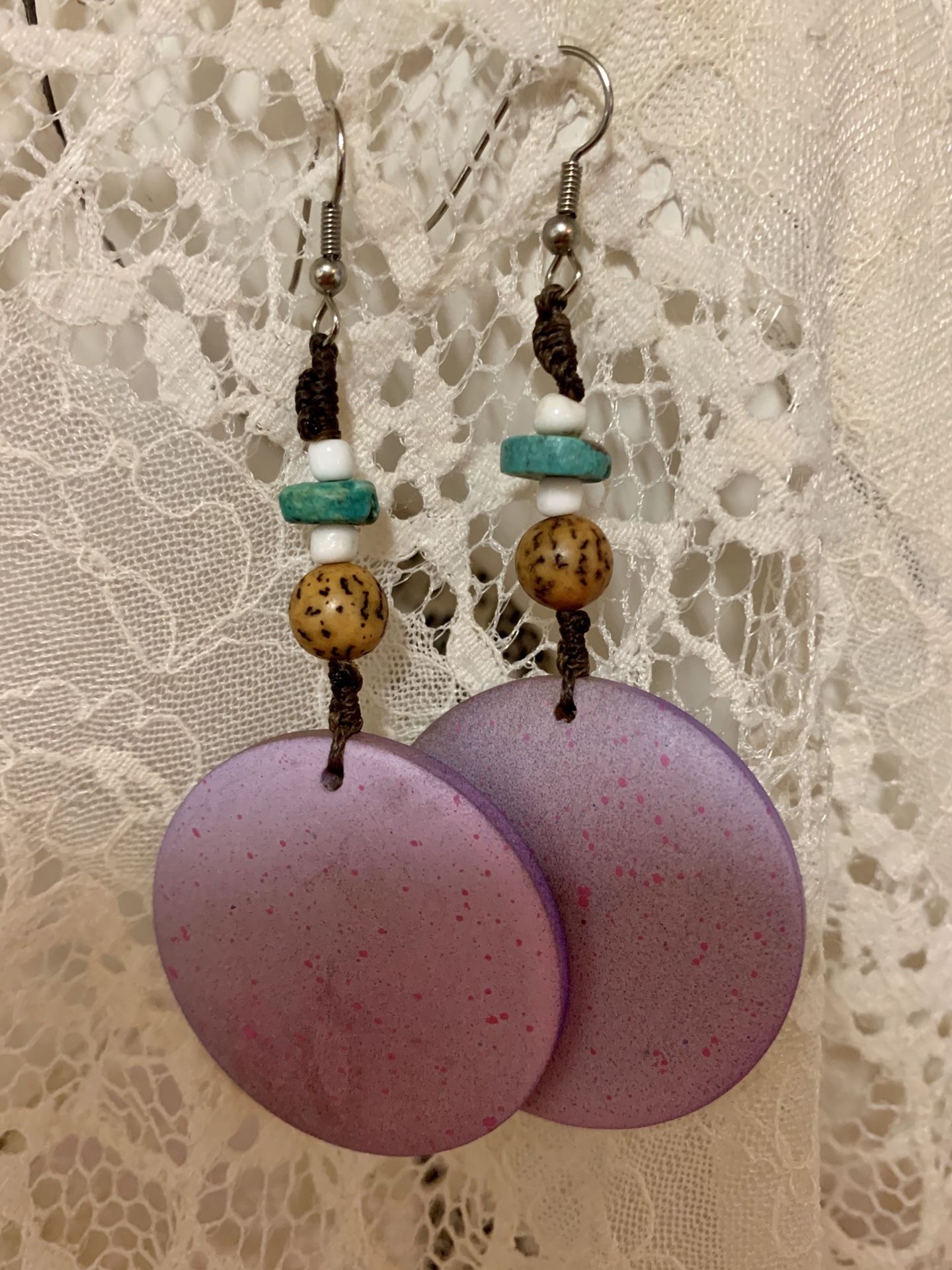 Handmade earrings/hand painted/turquoise