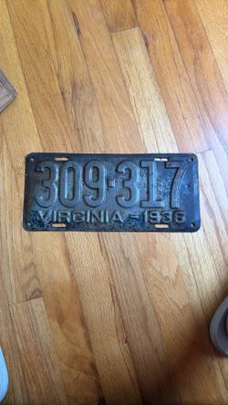1936 VA License Plate