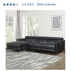 1363184 Hoffman Black Leather Power Reclining Sectional 