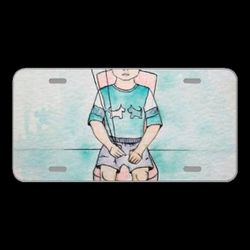 License Plate Novelty Car Front Baby Boy Figure Watercolor Balloons