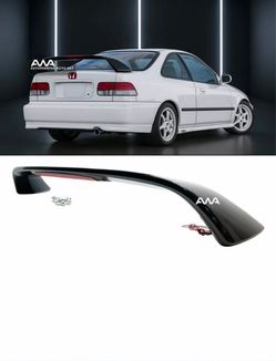 For 96-00 Honda Civic 2/4Dr mattr Black Trunk SI Spoiler Wing LED Brake Light