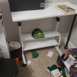 Adjustable White IKEA  DESIGN  Desk With Wheels 