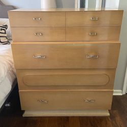 Vintage MCM Highboy Dresser - Hidden Vanity & Cedar Drawer