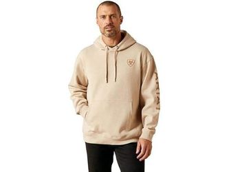 Ariat Men's Pullover Hoodie in Beige with Sleeve Logo Size X-Large Tall