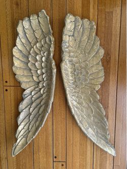 LARGE 3.5 FT tall Solid Wood Carved Wings Wall Art