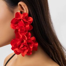 Red Flower Earrings 