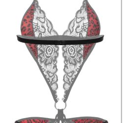 LARGE Women Deep V Lingerie Lace Teddy One Piece Babydoll Mini Bodysuit