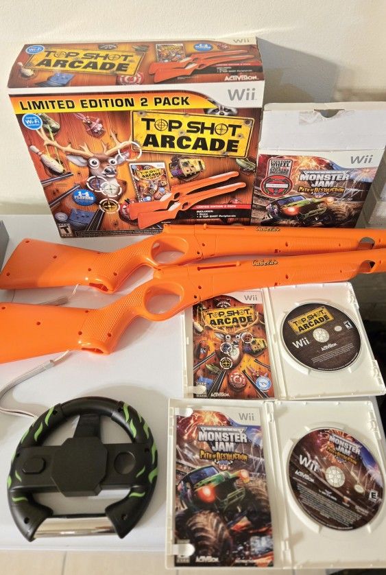 2 Used Wii video games Top Shot Arcade & Monster Jam