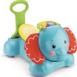 Fisher-Price 3-in-1 Bounce Stride and Ride Elephant Walker Ride On Push Toy Baby