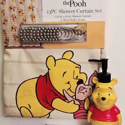 🐻 Winnie The Pooh Shower Curtain & Soap Dispenser 🐻