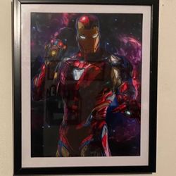 Iron man custom art piece on black frame