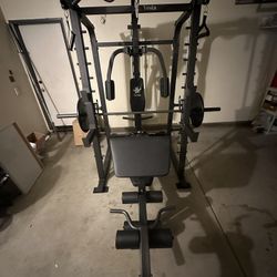 Vesta Fitness Smith Machine 2001 w/Bench Attachment | 230lb Bumpers Weights | 7ft Olympic Bar | Fitness | Gym Equipment | FREE DELIVERY 🚚 