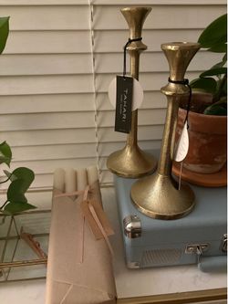 NEW gold candle holders and candles