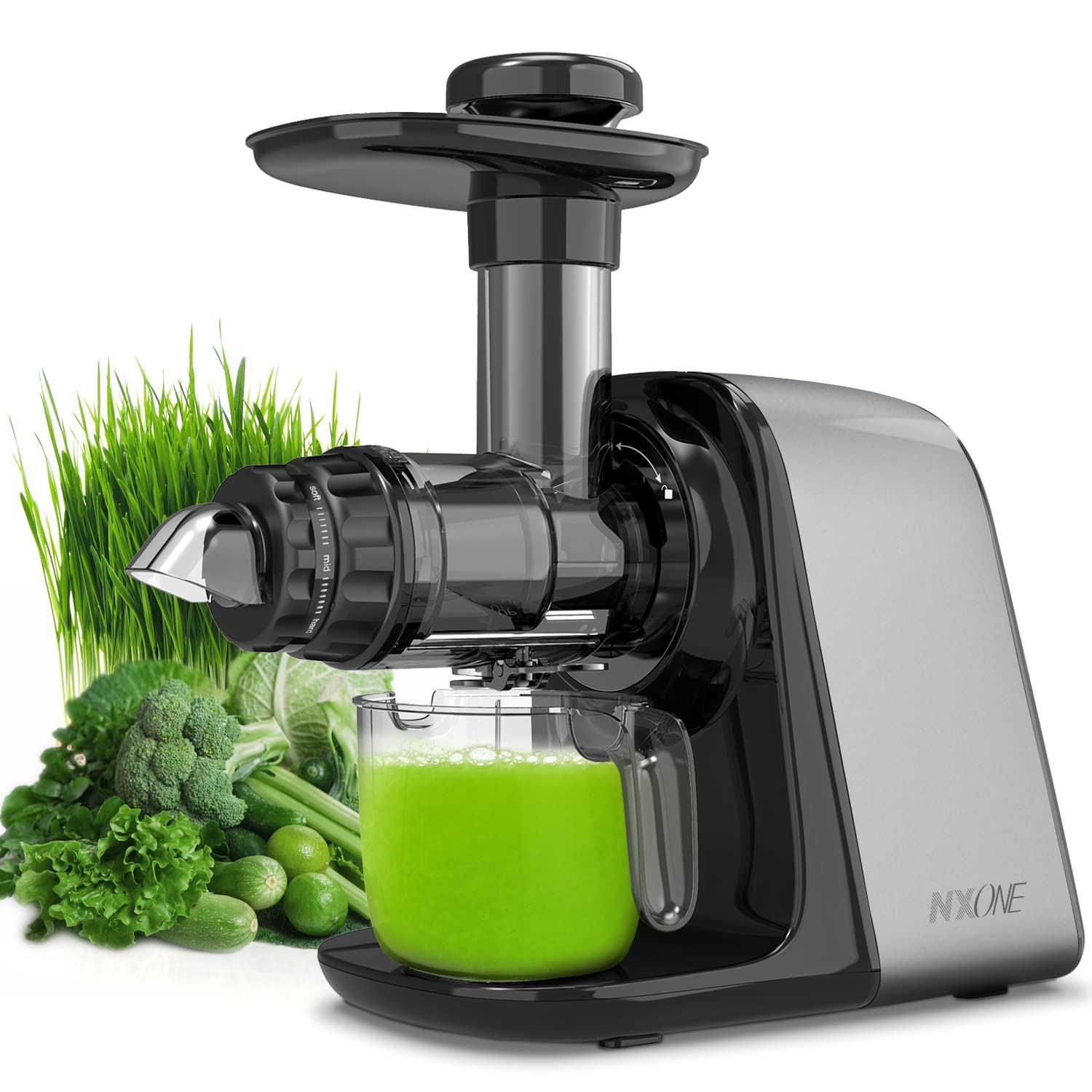 Masticating Juicer, NXONE Cold Press Juicer For Vegetable And Fruit, Juicer Machines With 3 Speed Modes And Reverse Function, Easy To Clean Slow Juice