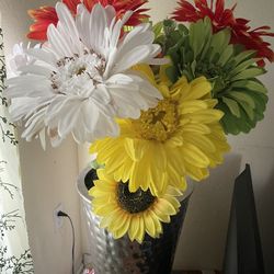 Floor Vase With Artificial Flowers 